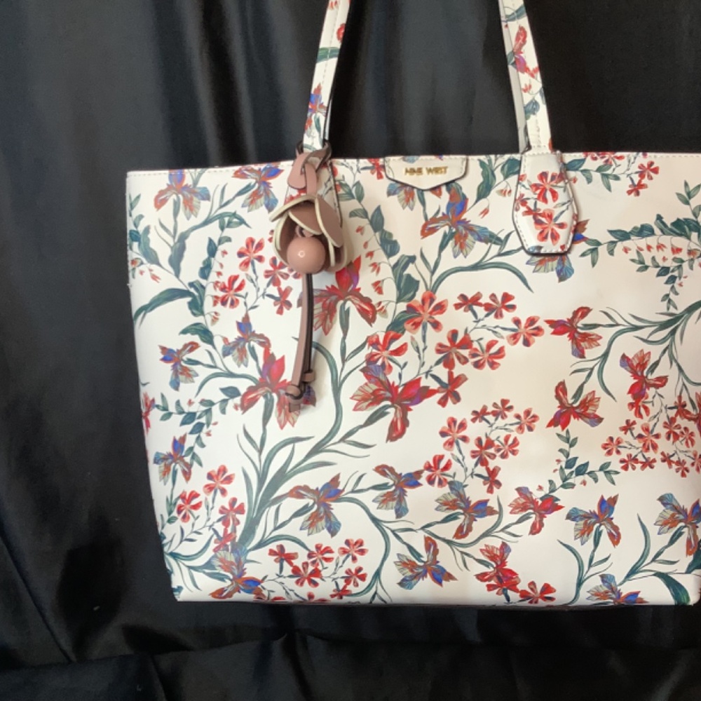 EUC Nine West floral tote shoulder bag - Picture 4 of 12